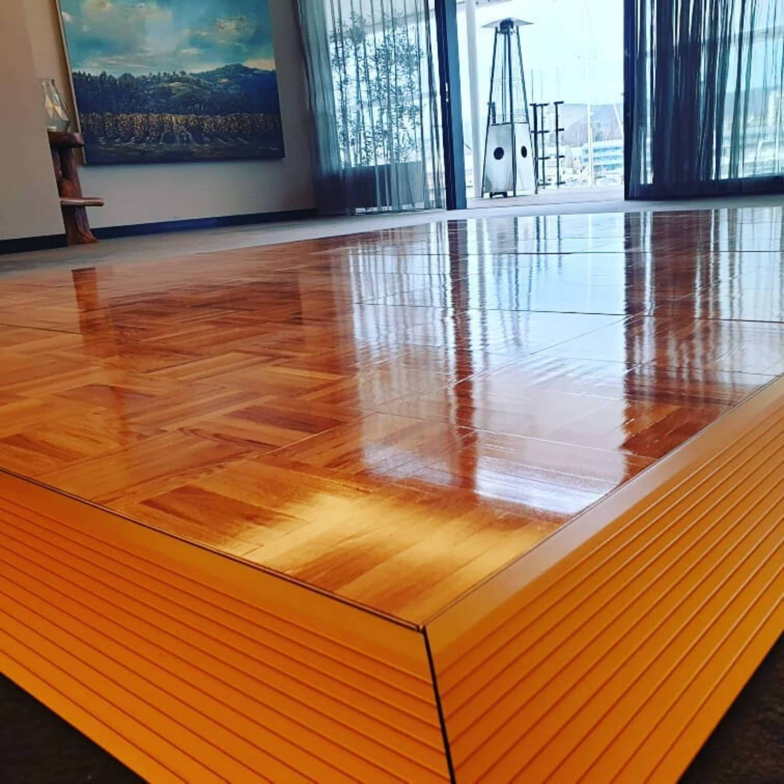 Hobart Events | Light Wooden Parquetry Dance Floor Hire at The Lounge by Frogmore Creek